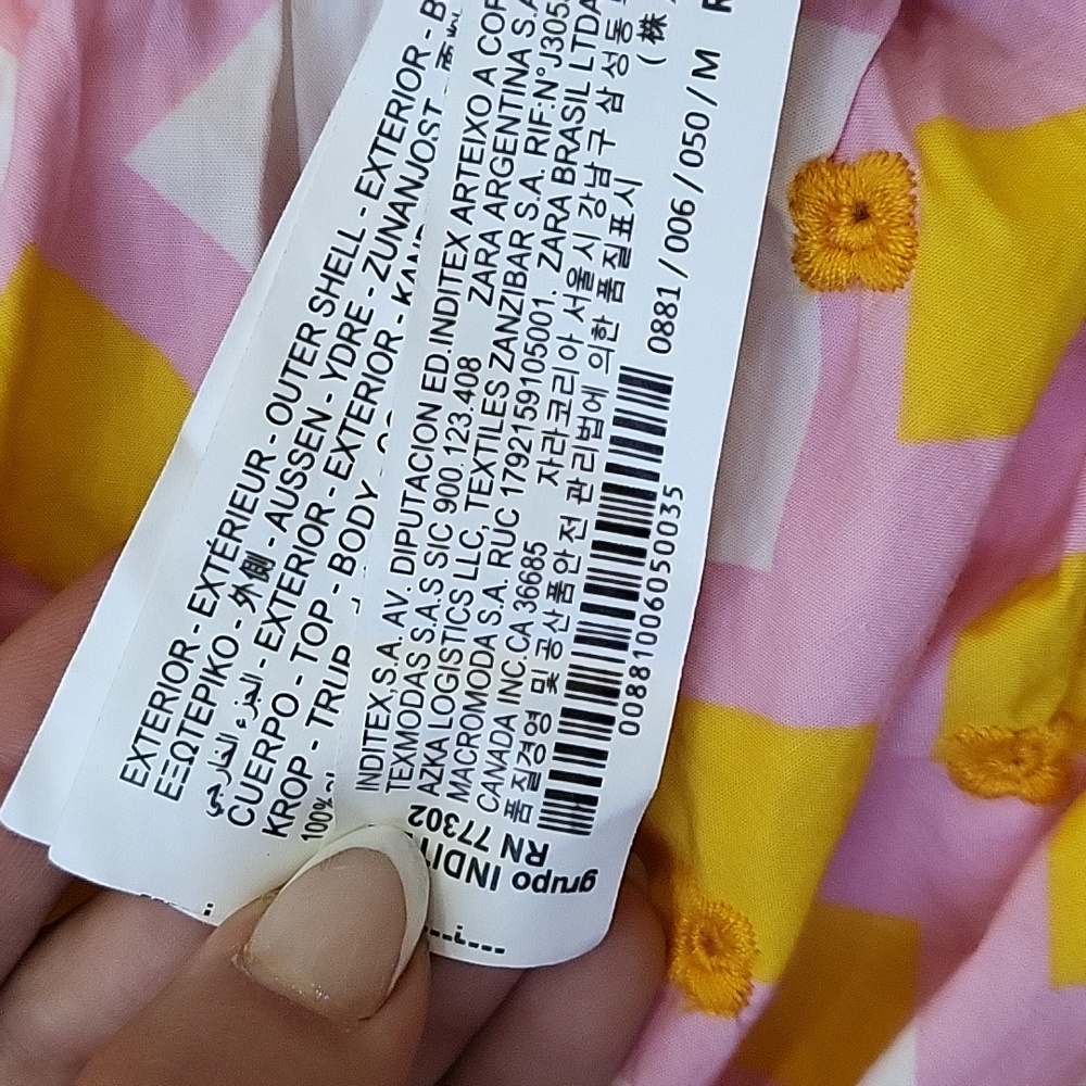 Zara Pink and Yellow Puff Sleeve Top - Picture 9 of 11